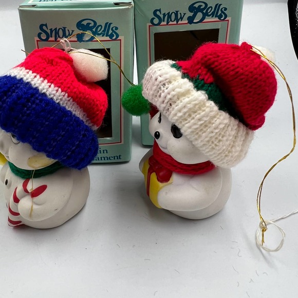 Giftco Snow Bells Vintage Porcelain Christmas Ornaments W Box Xmas Retro Grandma - Picture 3 of 8